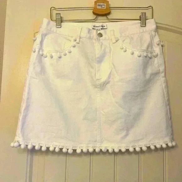 A-TOUT-AGE Demi White denim skirt like new, high waisted size 8 - Picture 5 of 14